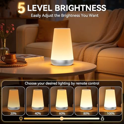 Auxmir Rechargeable Night Light, Touch Table Lamp with Remote, Silver - color: Silver