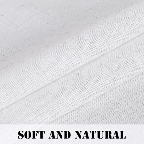 H.VERSAILTEX Window Curtain Linen Textured Semi Sheer Panels for Small Windows/Kitchen/Living Room/Bedroom, Rod Pocket, Natural & Durable (52 inch W X 63 inch L, Set of 2, Heathered White) - color: *Heathered White, size: 52"W x 63"L (Pack of 2)