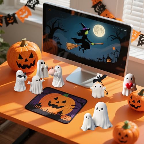 Red Heart Ghost Figurine,Halloween Cute Ghost Statue for Shelf Mantel, - color: Red Heart Ghost