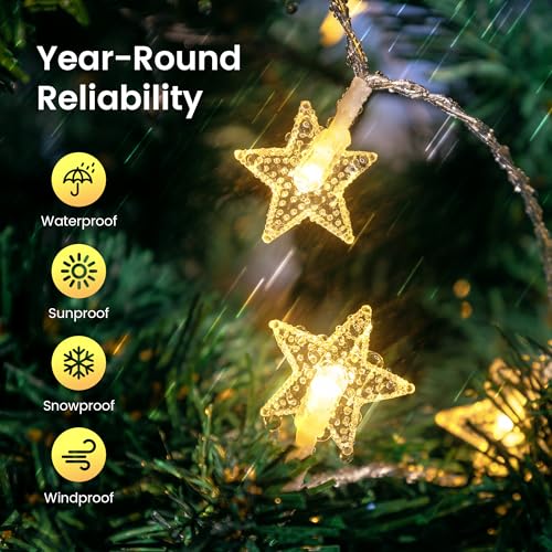 HEYFUNi Warm White Star String Lights with Remote, 16ft 50 LED - color: Warm White, size: 50 LED-Battery&USB
