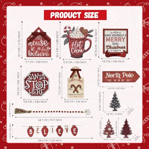 Smile Christmas Indoor Decoration, Tiered Tray Decor Set Wooden Centerpiece, We Believe Tabletop Wooden Decoration for Xmas Home - style: Christmas Rustic