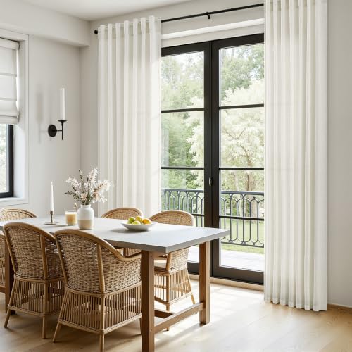 Joywell Extra Long Linen Curtains 102 Inch for Living Room Hook Belt Cream - color: Natural, size: 52"W x 102"L (Pack of 2)