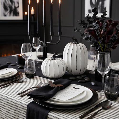 FESTGLOX White and Black Halloween Pumpkin Decor, Small Resin Pumpkin Set - color: White and Black-2pcs