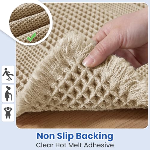Waffle Bath Mat Non-Slip Brown Bathroom Rugs Hallway Bedroom - color: Brown, size: 17" x 24"
