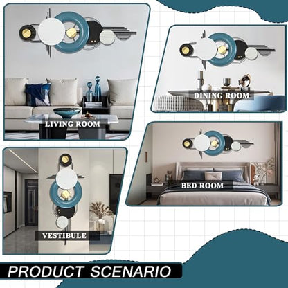 Large Metal Wall Decor ,Modern Metal Wall Art ,3D Wall Sculptures,42"×16" - color: Blue,Black,White