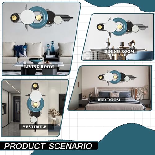 Large Metal Wall Decor ,Modern Metal Wall Art ,3D Wall Sculptures,42"×16" - color: Blue,Black,White