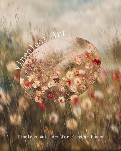 vineolect Vintage Gold Framed Wall Art Wildflower Landscape Painting Floral Cottagecore Nature Country Picture Wall Decor Aesthetic Artwork for Living Room Bedroom Kitchen Bathroom 12''x16'' - color: Colorful Wildflower Field, size: 16"L x 12"W
