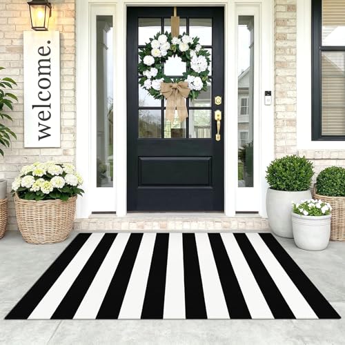 KOZYFLY Black and White Area Rug 3x5 Ft Washable - color: Black and White, size: 3' x 5' (Rectangular)