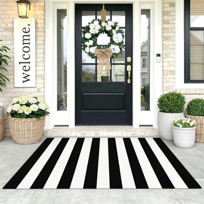 KOZYFLY Black and White Area Rug 3x5 Ft Washable - color: Black and White, size: 3' x 5' (Rectangular)
