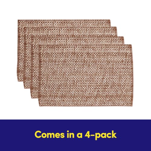 Sweet Home Collection 100% Cotton Placemats for Dining Room Rectangle Two Tone Woven Fabric 13" x 19" Soft Durable Table Mat Set, Set of 4, Chocolate - color: Chocolate, size: Rectangle 13" x 19"