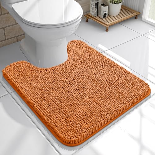 OLANLY Toilet Rugs U-Shaped 20x20, Soft Absorbent Chenille Contour Rugs - color: Clay, size: 20" X 20" Contour Rug