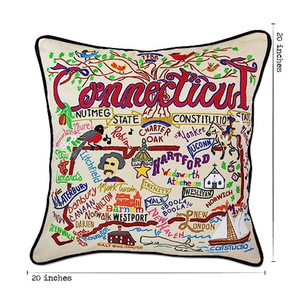Catstudio Connecticut Hand Embroidered Pillow, Decorative Throw Pillow - color: Connecticut