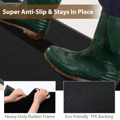 Front Door Mat Outside Entrance Welcome Mat 24"x36" Black 2x3 ft - color: Black, size: 24"x36"