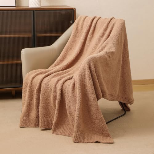 bearberry Knit Throw Blanket 60x80 Camel Super Soft Plush for Couch - color: Camel, size: Twin(60″x80″)