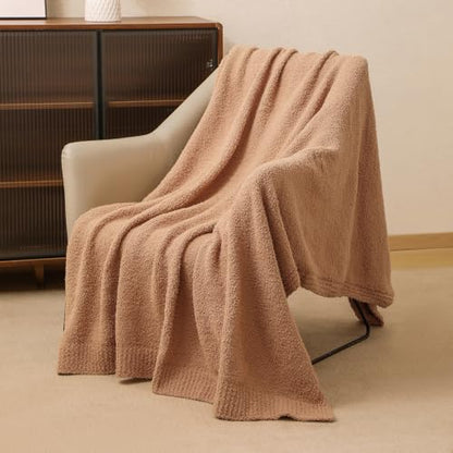 bearberry Knit Throw Blanket 50x60 Camel Super Soft Plush for Couch - color: Camel, size: Throw(50″x60″)