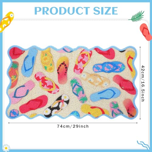 Dunzy Summer Doormat Flip Flop Welcome Mat Outdoor Colorful Scalloped Rug - style: Slippers
