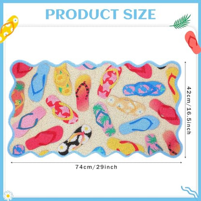 Dunzy Summer Doormat Flip Flop Welcome Mat Outdoor Colorful Scalloped Rug - style: Slippers