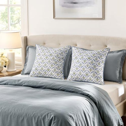 MIULEE Floral Throw Pillow Covers 20x20 Set of 2, Blue and Green - color: Blue Green, size: 20" x 20" (Pack of 2)