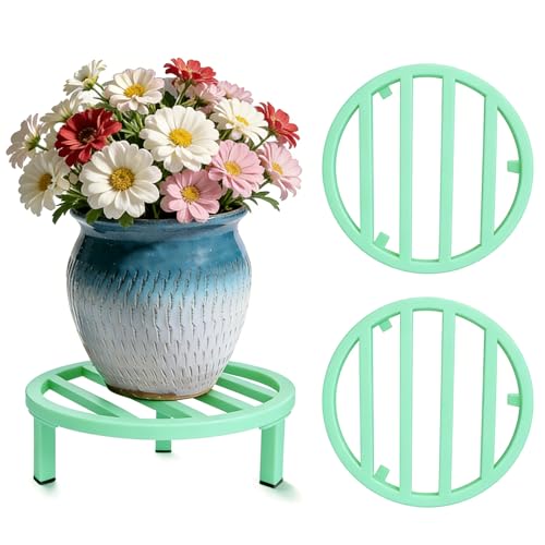 3 Pack 12 Inch Metal Plant Stands Outdoor Indoor Riser,Mint Green - color: 11.81"-Mint Green