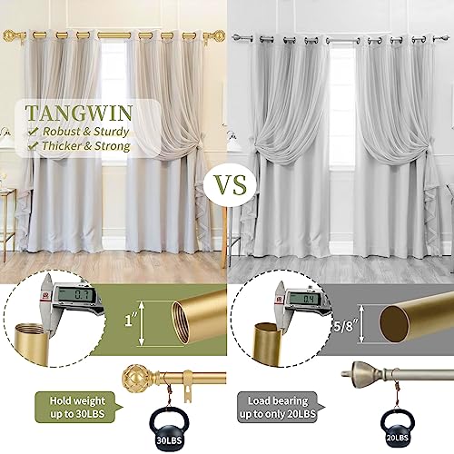 TANGWIN Farmhouse Curtain Rod Adjustable,Heavy Duty Boho,18-45",Gold,2 Pack - color: Brass Gold, size: 18-45" & 2pack