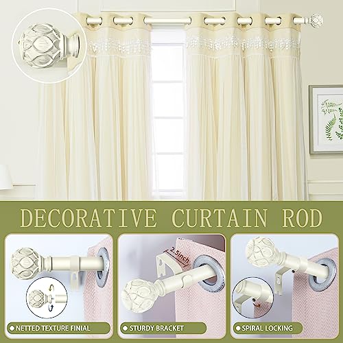 TANGWIN Farmhouse Curtain Rod Adjust 18-60",Heavy Duty Boho,Antique White - color: Antique White, size: 18-60" & 1pack