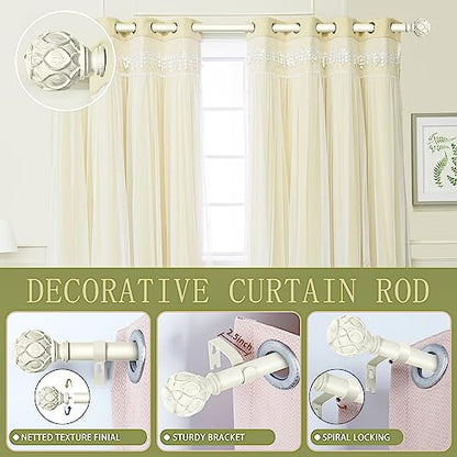 TANGWIN Farmhouse Curtain Rod Adjust 36-88",Heavy Duty Boho,Antique White - color: Antique White, size: 36-88" & 1pack