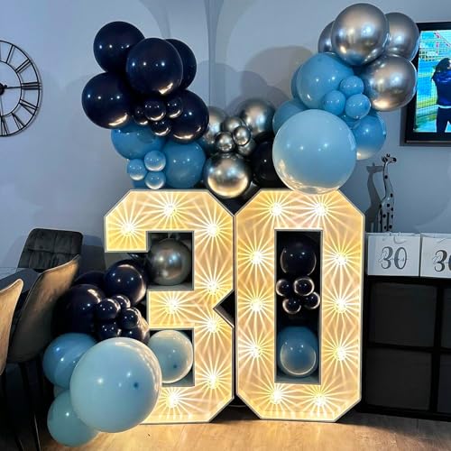 Blue Silver Balloon 12Inch Dark Metallic Blue Silver Confetti Latex Balloon - color: Blue Silver