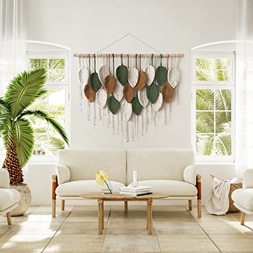 Large Macrame Wall Hanging Boho Woven Tapestry Chic Home Decor Wall Art - color: 39"W x 29.5"L
