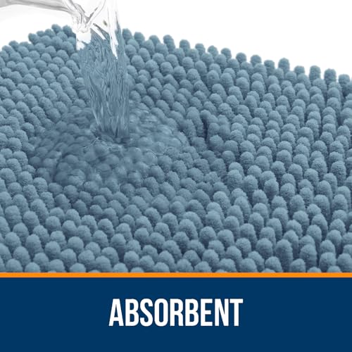OLANLY Toilet Rugs U-Shaped 20x20, Soft Absorbent Chenille Contour Rugs - color: Airy Blue, size: 20" X 20" Contour Rug