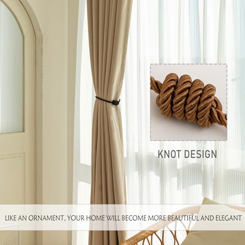 Curtain Tiebacks Magnetic Decorative Rope Tie Backs Holdbacks Contoeey - color: Khaki