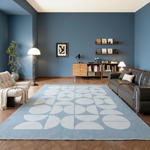 ThreadGlobe Abstract 5x7 Area Rugs Modern Geometric for Living Room, Blue - color: Blue Geometry, size: 5' x 7'