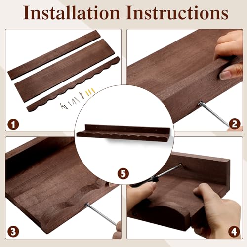 Suzile 2 Pcs Scalloped Floating Wall Shelves,12",Walnut Brown - color: Walnut Brown, size: 12"