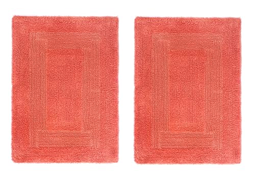 COTTON CRAFT 2 Pack Reversible Bath Mat - Soft Plush Bath Rug -17x24- Coral - color: Coral, size: 17x24 Inches