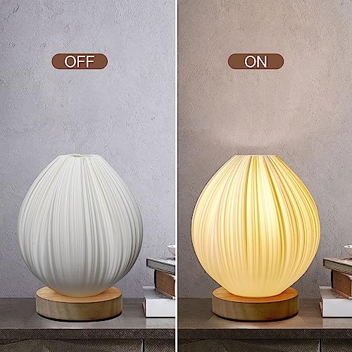 Lotus Small Table Lamp, Vintage Pleated Night Light for Bedside & Decor - color: Warm-Lotus