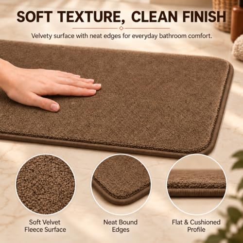 RUN HELIX Bathroom Rugs Sets 3 Piece, Soft Absorbent Memory Foam Bath Mats Set, Dry Fast Bath Mat, Machine Washable Bath Rug Set for Bathroom （Chocolate） - color: Brown