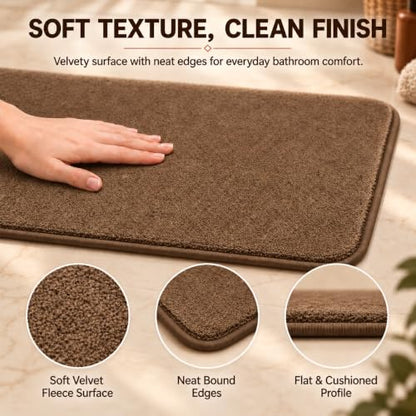 RUN HELIX Bathroom Rugs Sets 3 Piece, Soft Absorbent Memory Foam Bath Mats Set, Dry Fast Bath Mat, Machine Washable Bath Rug Set for Bathroom （Chocolate） - color: Brown