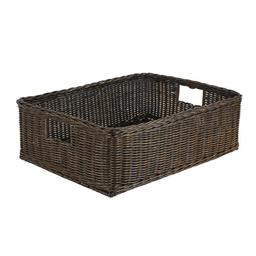 The Basket Lady Underbed Wicker Storage Basket, XL, Walnut Brown - color: Antique Walnut Brown, size: Extra Large