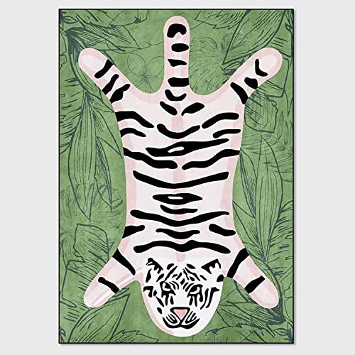 Tiger Rug for Bedroom Cartoon 2x3 ft Small Area Rug Washable Funky Colorful Carpet for Living Room Boho Non-Slip Modern Abstract Bathroom Door Mat - color: O, size: 2' x 3' (Rectangular)