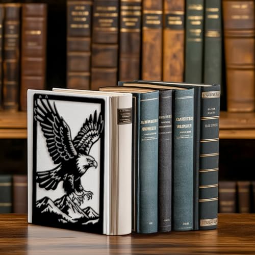 Peacoblue 5.3"x4.3"x7.9" Metal Bookends, Heavy Duty Book Ends for Shelves - style: Eagle
