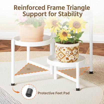 LASZOLA Plant Stand Indoor with 10 Inch Large Metal Tray, 5 Tier White - color: Snow White, size: 5 Tier
