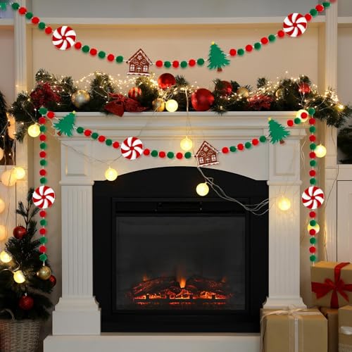 Jansun 8.2 Ft Felt Christmas Garland - color: Red Green White