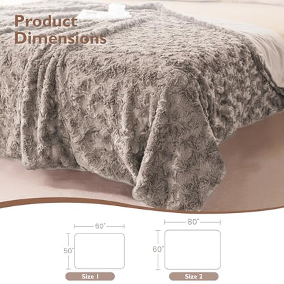 ALPHA HOME, Fluffy Polyester Throw Blanket, Throw Size, Light Coffee - color: Light Coffee, size: Throw