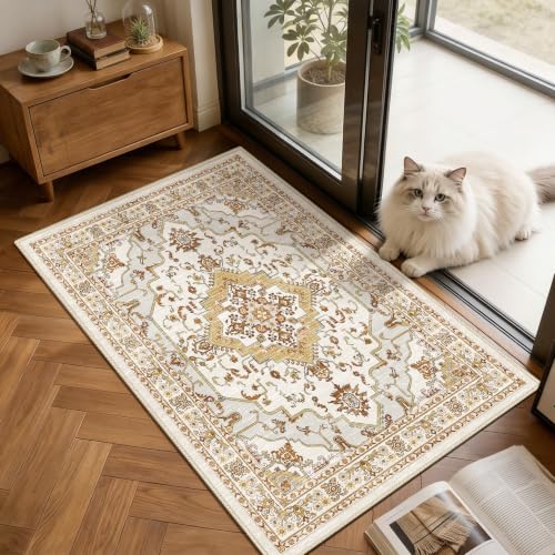Arenarug 2x3 Washable Entryway Rug, Khaki Rusty Yellow - color: Khaki Rusty Yellow, size: 2' x 3' (Rectangular)