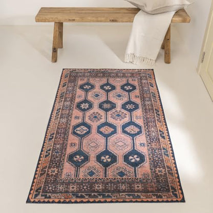 Indiclay 3’ x 5’ Faded Clay & Pink Accent Rug, Persian-inspired design - size: 3' x 5' (Rectangular)