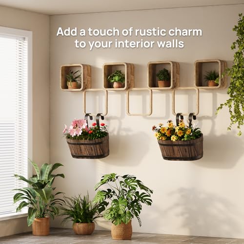 2Pack Wood Fence planters Window boxes planters Railing planter box porch - color: Carbonized-2pcs, size: Small