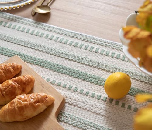 Caflife Sage Green and Beige Woven Rustic Boho Table Runner 72 Inchs Long - color: Sage Green, size: 13x72Inch