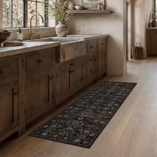 Zeeinx 2x6 Washable Runner Rugs for Hallway Kitchen Runner Rug Black Gold - color: Black Gold, size: 2'*6'(Runner)