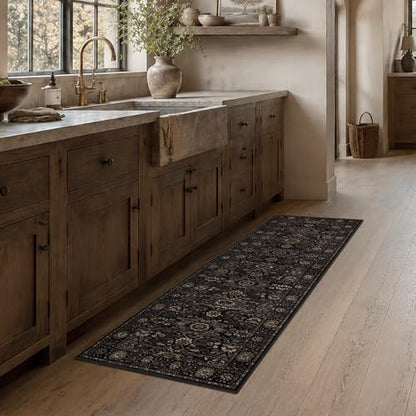 Zeeinx 2x6 Washable Runner Rugs for Hallway Kitchen Runner Rug Black Gold - color: Black Gold, size: 2'*6'(Runner)