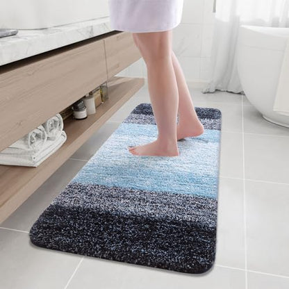 Arotive Microfiber Bathroom Rugs, Shaggy Soft Absorbent Bath Rug, 47x20 - color: Blue, size: 47" X 20"