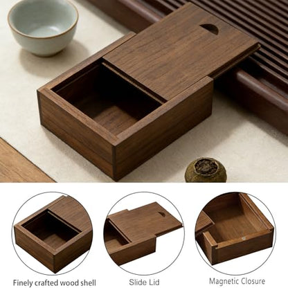 Mini Walnut Wood Gift Box Magnetic Sliding Lid Small Keepsake Case - color: Walnut (3.19")